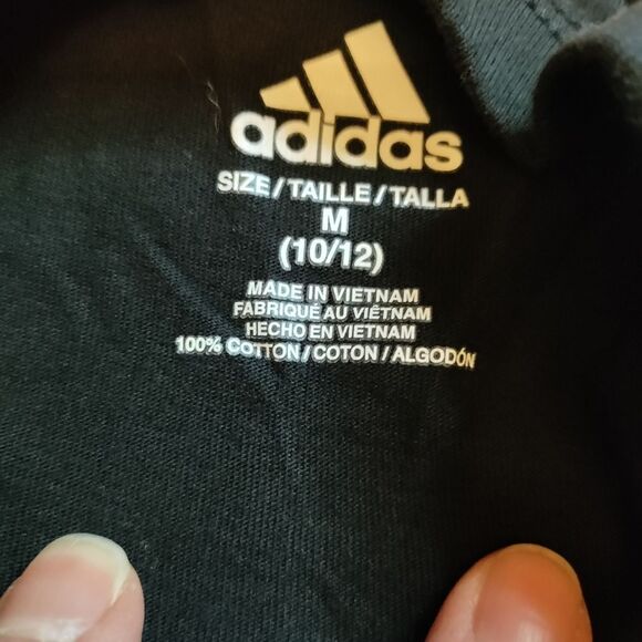 Adidas shirt 10 to 12 boys black gold signature sporty active soccer basketball - Picture 3 of 4